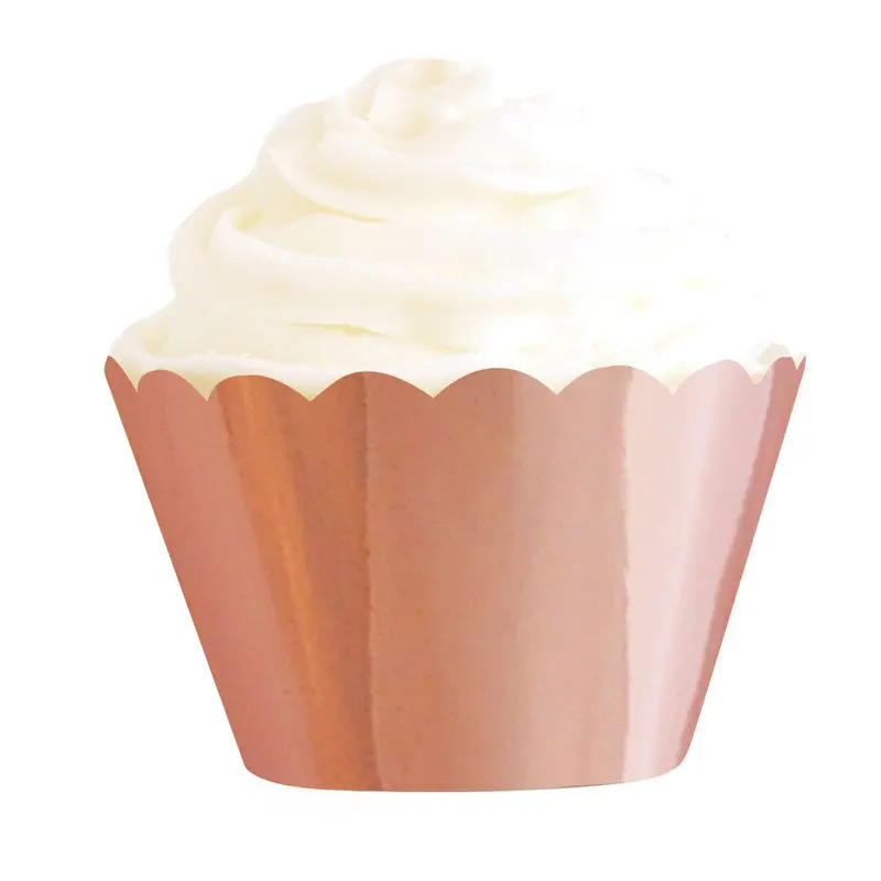 

8pcs/pack Glitter Rose Gold Party Cupcake Cake Decor Wrappers Kids Baby Shower Birthday Wedding Party Decoration Supplies
