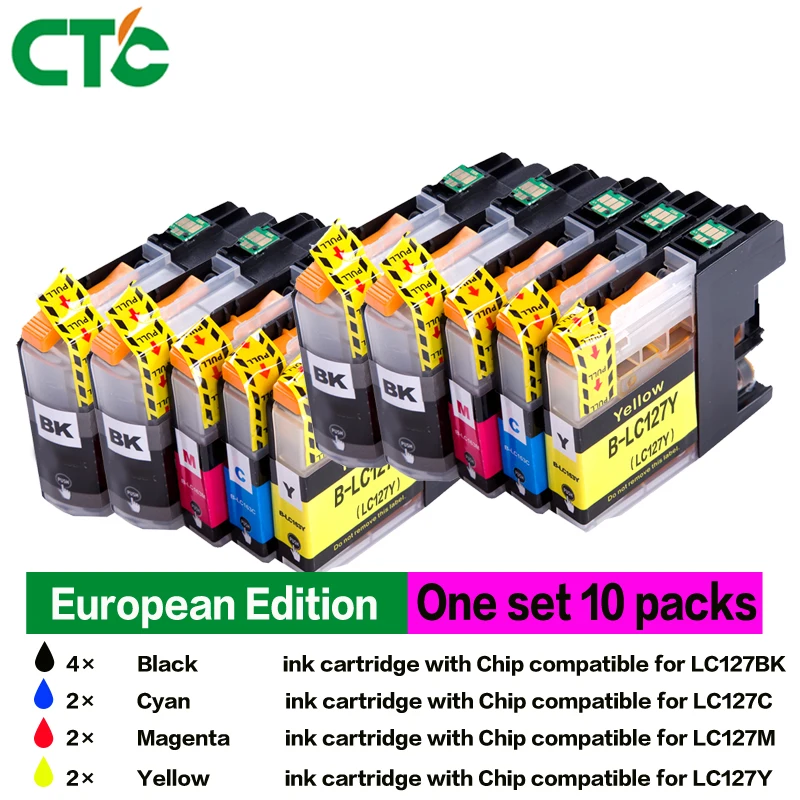 

10PK Hot sale, chipped LC127 LC125 Compatible Ink Cartridge MFC-J4510DW, MFC-J4410DW,MFC-J4610,MFC-J4710DW,MFC-J4110DW etc.
