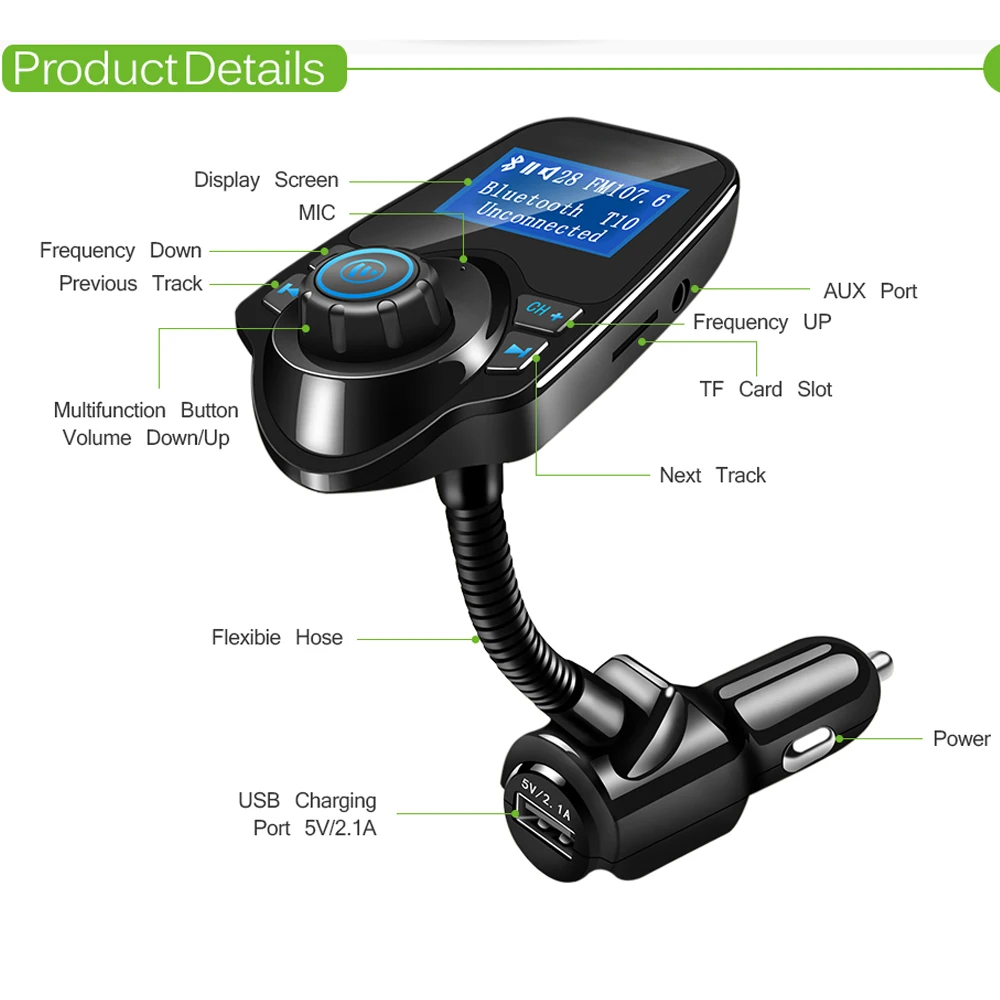 12-24 В fm-передатчик Беспроводной Bluetooth V3.0 Car Kit MP3 плеер громкой связи Беспроводной модулятор с ЖК-дисплей 2.1A USB слот для карт