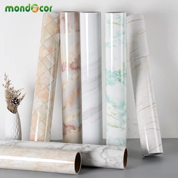 1M/2M Waterproof Marble Wallpaper Vinyl Self Adhesive Film Living Room Wall Decor Kitchen Cabinets Desktop Drawer Contact Paper 2