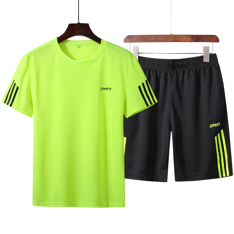 

Men's suit outdoor sports T-shirt suit men summer running breathable sweat suit T-shirt + shorts casual sports fitness suit