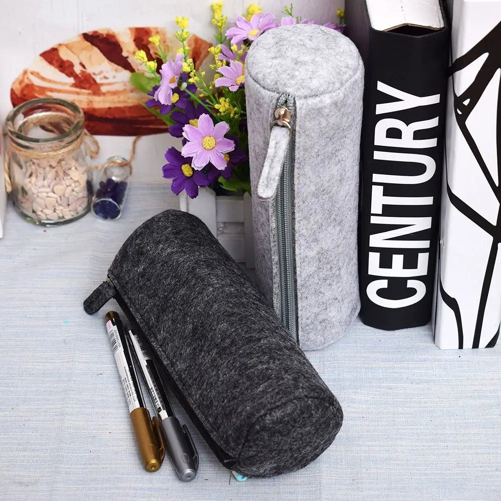 

1Pc High Quality Round Square Felt Makeup Cosmetic Bag Brush Pen Pencil Case Pouch Box Pencil Box Pen Bags Holder Pen Cases