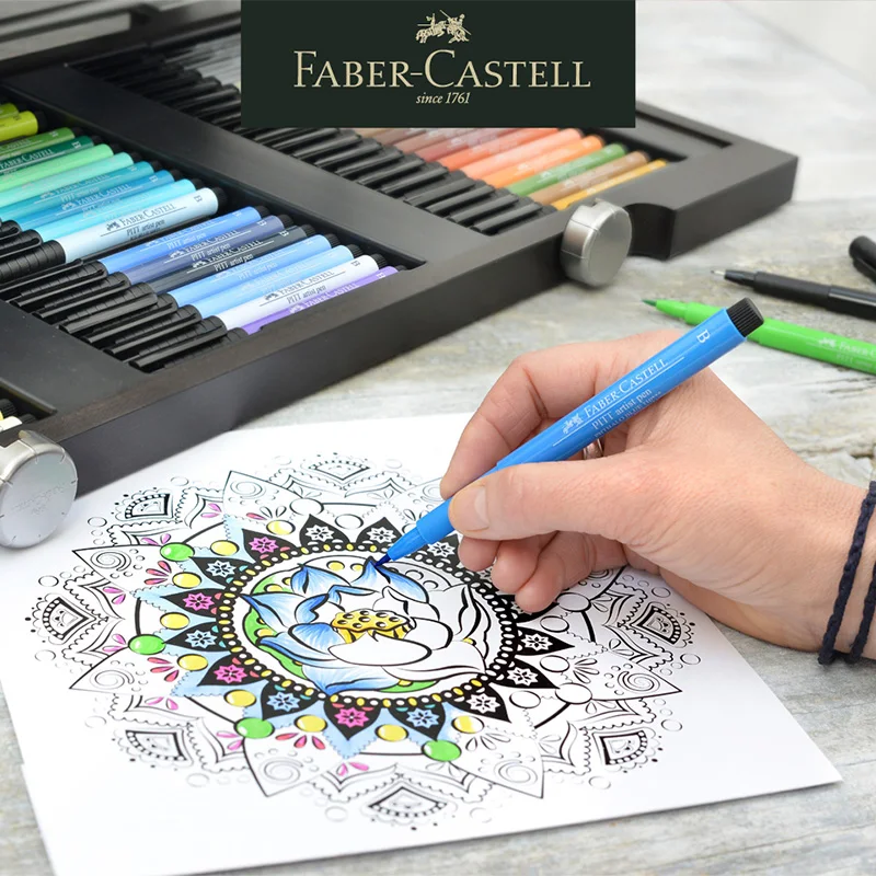 Faber Castell индийские чернила Питт художника маркер ручка B 6 'Basic/terra/landscape/grey', многоцветные мягкие кисти ручки для детей и художников
