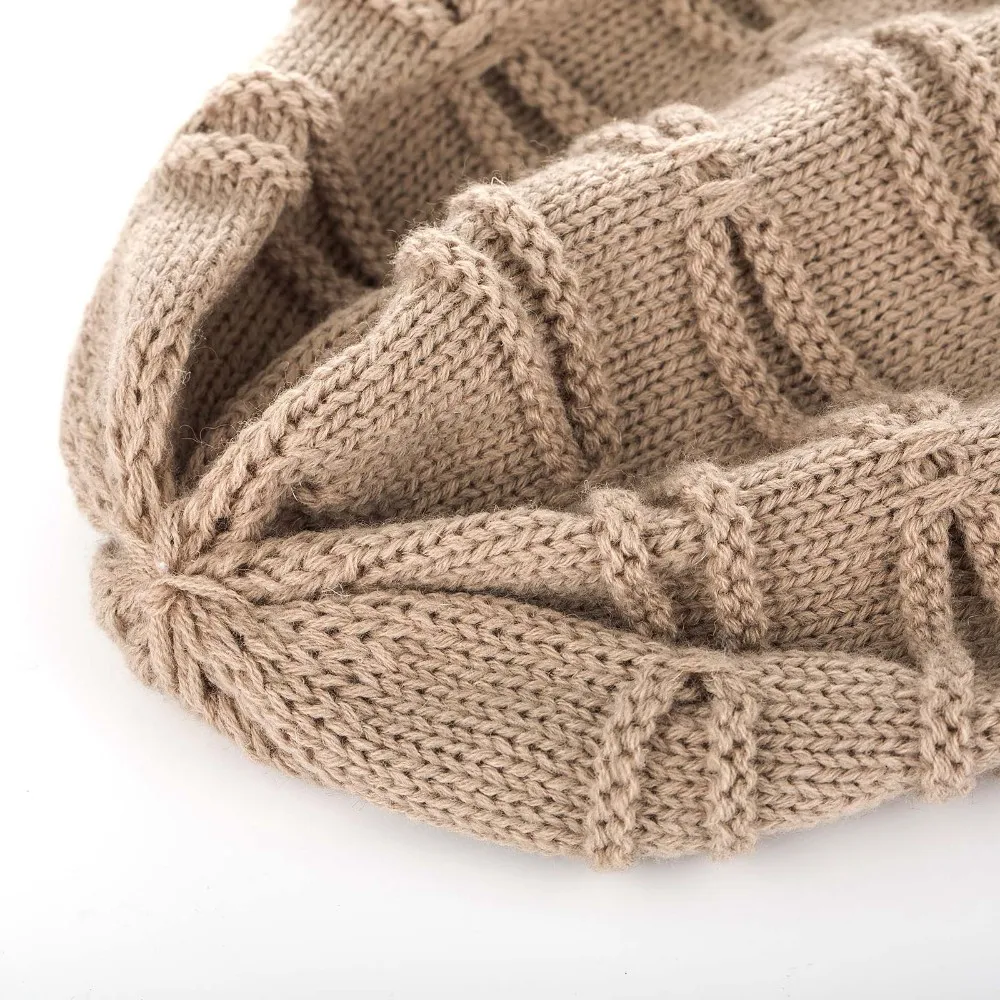 New True Letter Winter Hat Long Size Knitted Cap High Quality Casual Beanies For Men & Women Solid Bonnet Cap plain skully hats