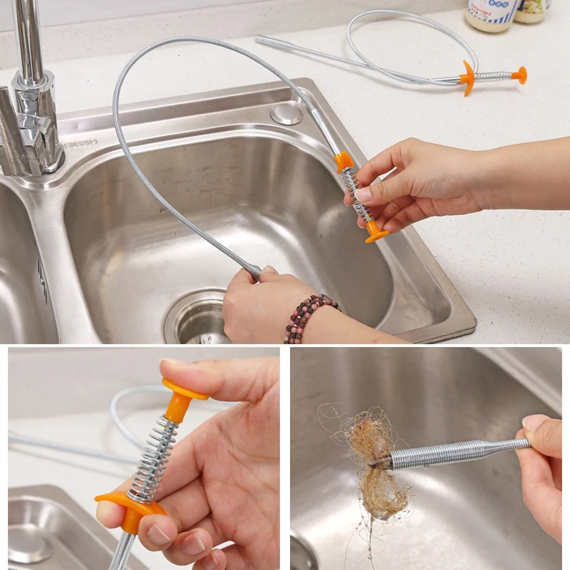

60 Inch Sewer Cleaning Picker,Home Bendable Sink Tub Toilet Dredge Curve Grabber Tool Creative Bathroom Kitchen Accessories