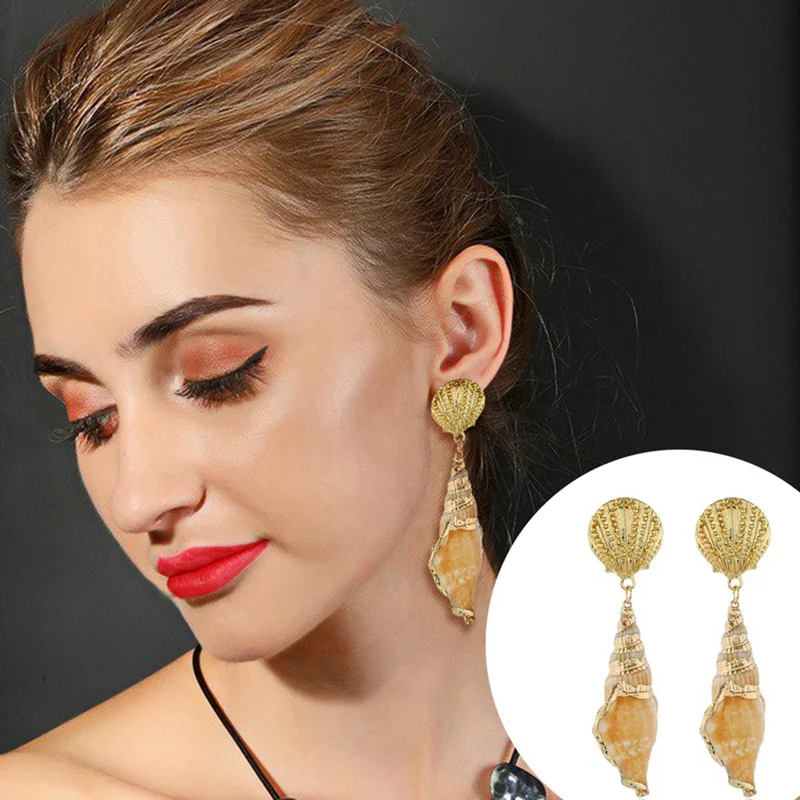 

Match-Right Trendy Earrings for Women Earrings Women Statement Shell/Conch Long Dangle Drop Earrings Jewelry Female KK349