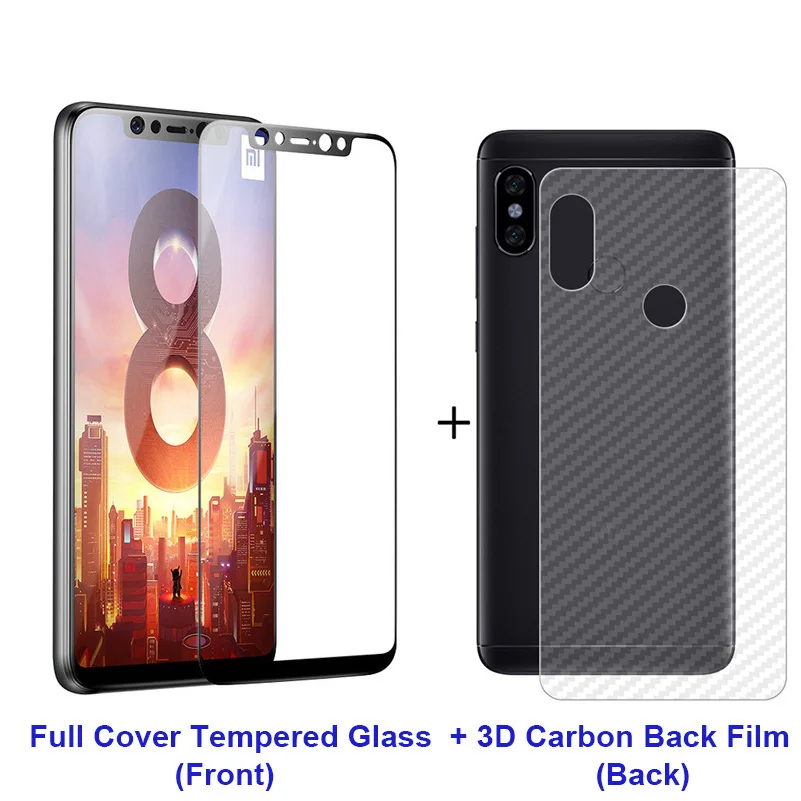 Full Cover Tempered Glass for Xiaomi Redmi 4X Note 5 Plus 4 4a 5A S2 Screen Protector Mi 8 SE 6 6X 5X 5C Mix 2S 2 + 3D Back Film |