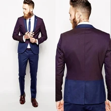 Последние Дизайн Темно-синие и Бургундия Жених Смокинги для женихов 2 шт. Мужская свадебное Пром ужин Костюмы выпускников человек костюм Индивидуальный заказ