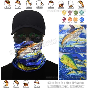 

High Quality SPF Outdoor Sailfish Tuna Style Fish Bandana Multifunction Tubular Fishing Mask Headwear Balaclava Magic Scarf