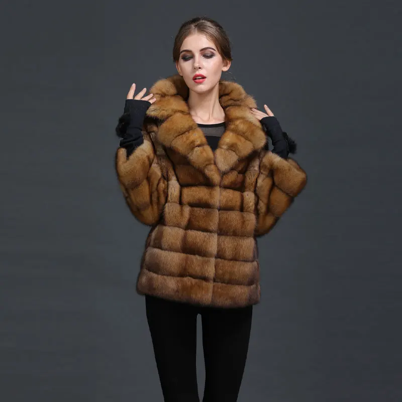2018 Brown Natural Chinchilla Lined Luxury Genuine Fur Coats With ...