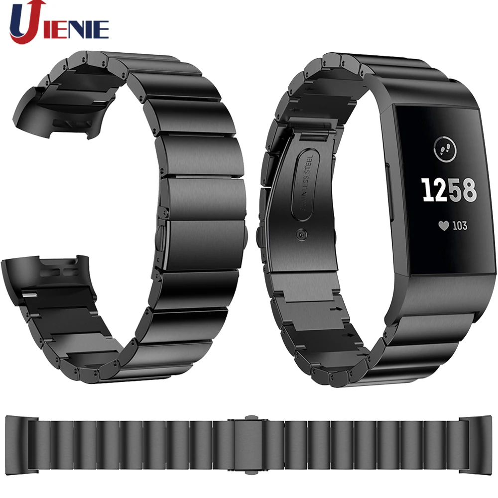 Ремешок из нержавеющей стали для Fitbit Charge 3 Смарт браслет ремешок часов роскошный