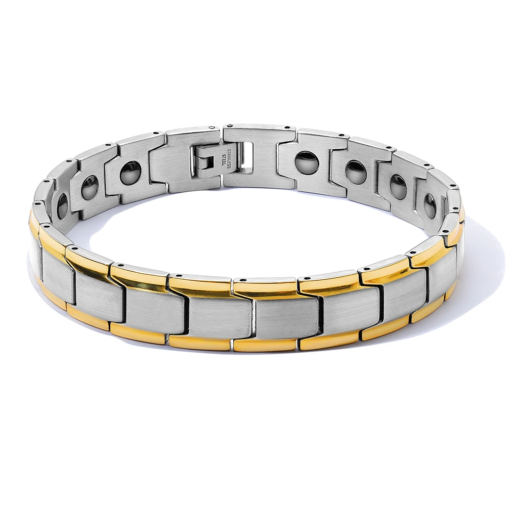 JeeMango тренд магнит здоровья Браслеты Браслет Модные мужские титановые стальные часы браслет-цепочка Ювелирные изделия Регулируемые OGS935