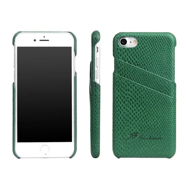 Fierre shann Роскошный PU кожаный Змеиный узор кошелек чехол для iPhone 8 7 плюс ультра тонкий кожаный телефон задняя крышка для iPhone8 - Цвет: Green