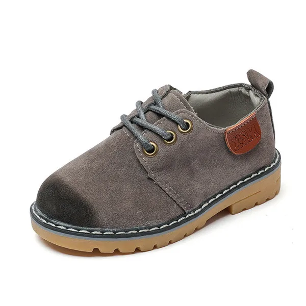 Весенне-осенняя модная детская обувь для мальчиков и девочек, кроссовки для маленьких мальчиков, детская повседневная обувь в винтажном британском стиле - Цвет: Серый