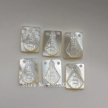

100pcs/lot 8x11mm Natural Rectangle Virgin Valley Mother of Pearl Shell Our Lady of Aparecida Madonna Mother Pearl