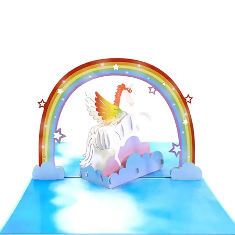  2018 3D Unicorn Pop Up Greeting Cards Invitation Laser Cut Post Card Birthday Christmas Valentine'  - 32946935953