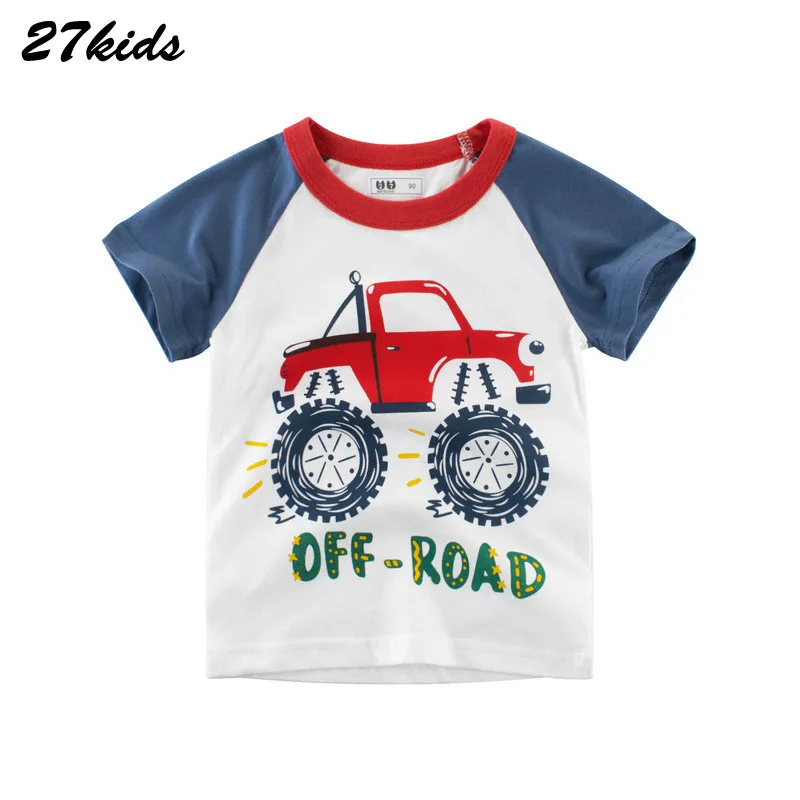 27 дети мультфильм тракторы автомобиля футболка для девочек и мальчиков из хлопка, для маленьких мальчиков, футболка на лето детские футболки Новые Детские футболки для детей
