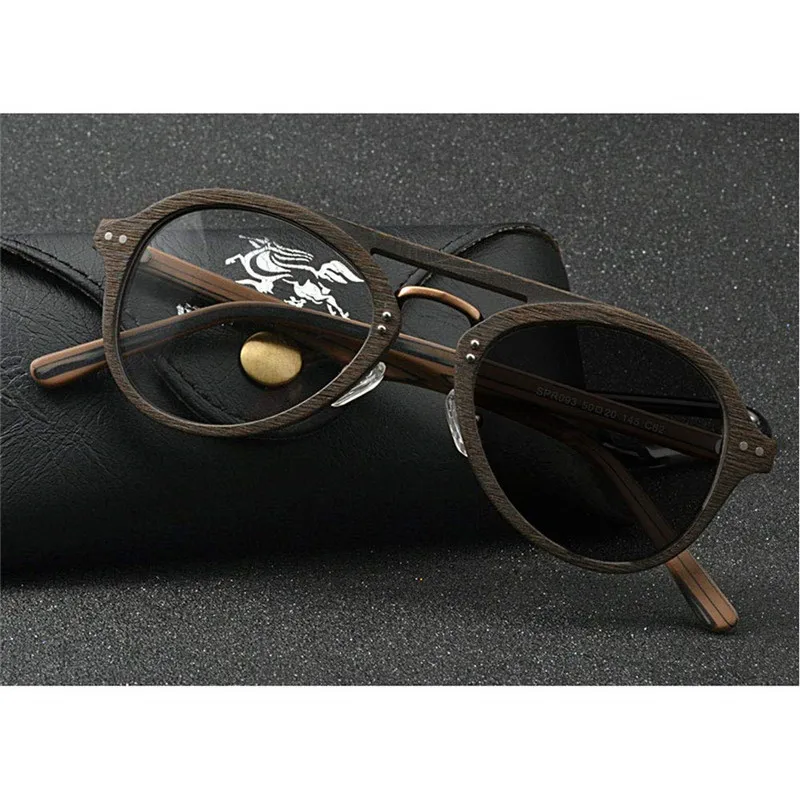 Ретро Деревянные близорукости фотохромные солнцезащитные очки готовые оправа для очков от близорукости мужчин женщин солнцезащитные очки близорукость очки FML - Цвет оправы: brown-400