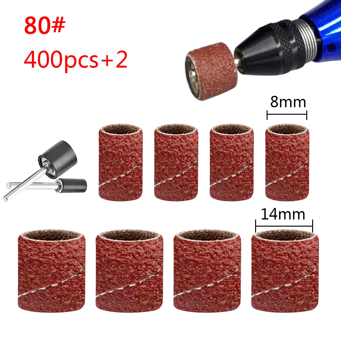 

200Pcs Mix Sanding Sleeve Sanding Bands Kit + 4 Sanding Drum Mandrels For Dremel Rotary Tools Nail Drill Bits Abrasive Tools