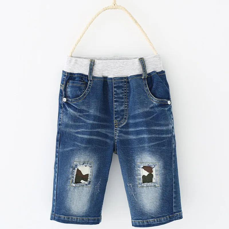 

Hot sale 2019 children summer shorts jeans Kids cropped pants Boys casual high quality denim patchwork shorts 4-9 years !