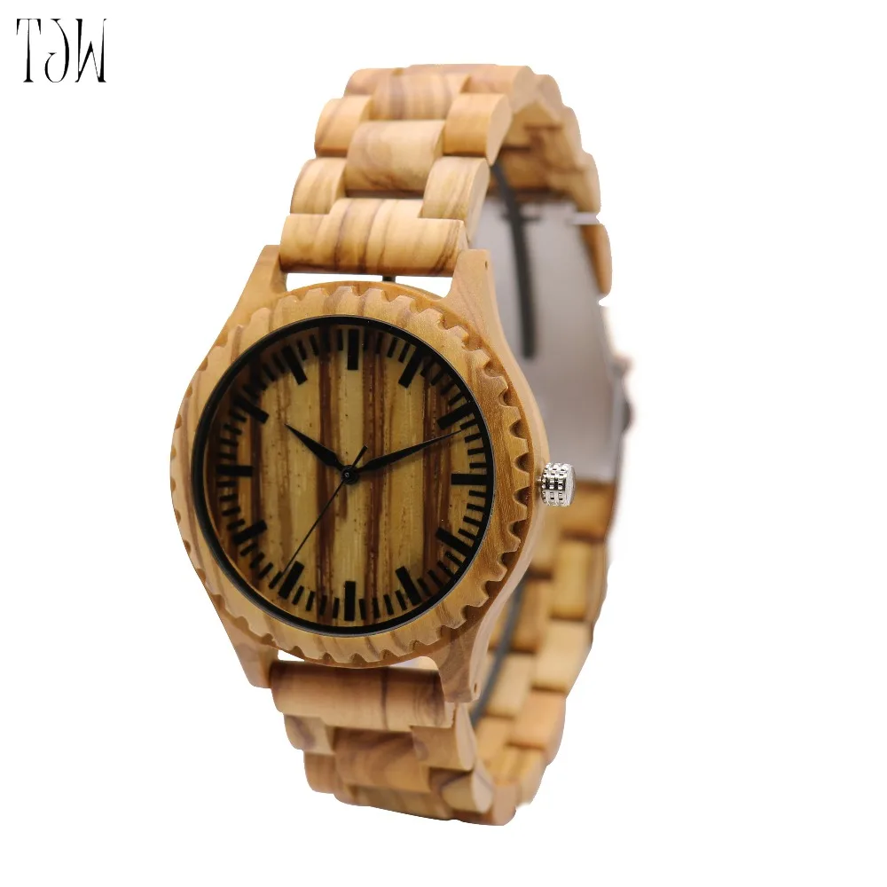

TJW Casual Handmade Nature Wood Bamboo Creative Men Women full wooden Band Strap Analog Wrist Watch Festival Memorial Day Gift