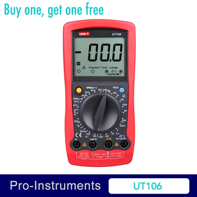 UNI T UT106 LCD display digital Multimeter battery test ...