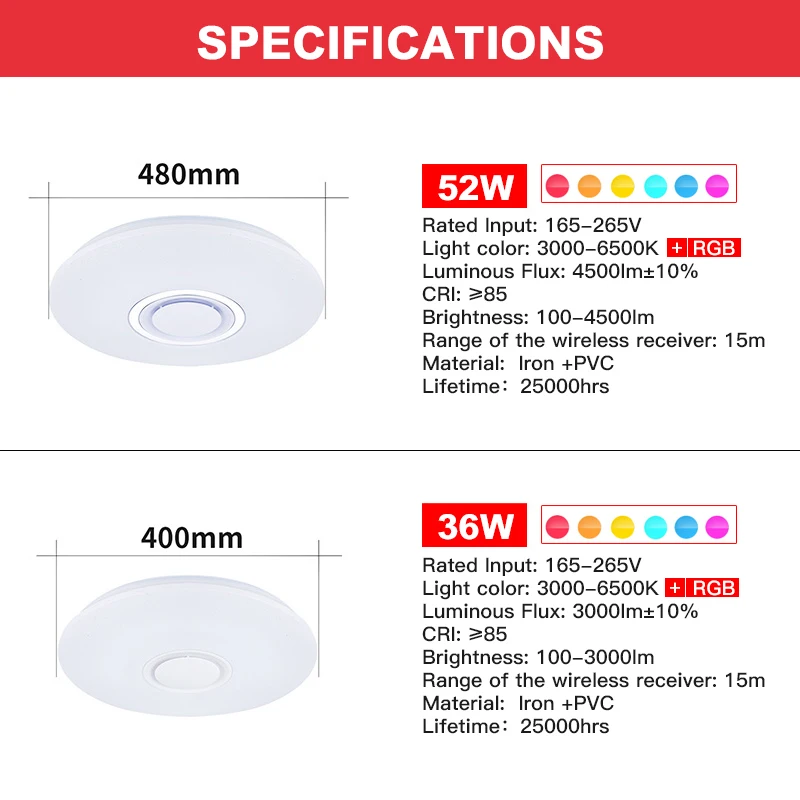 Современный светодиодный потолочный светильник RGB с регулируемой яркостью