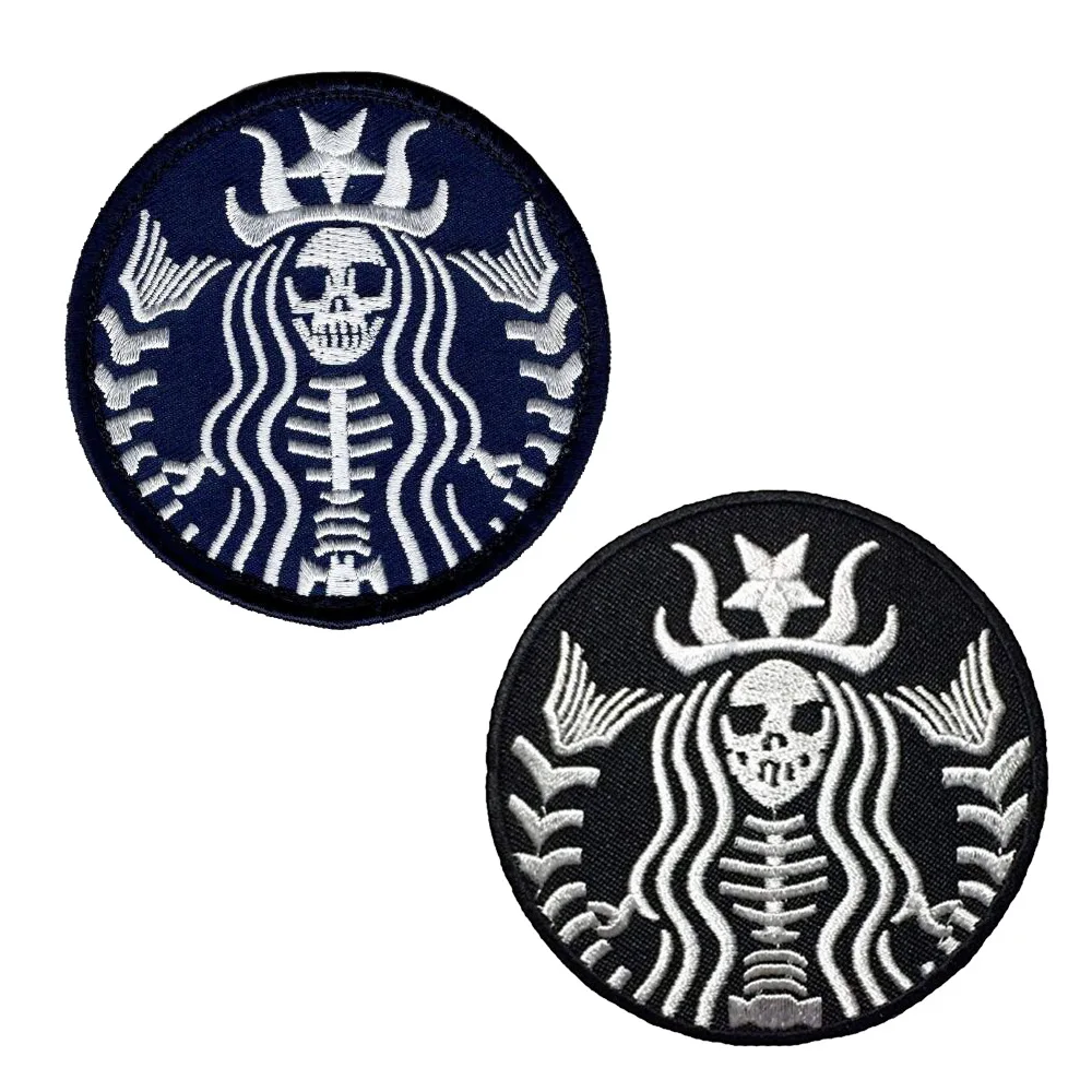 

Halloween Mermaid Zombie Skull Embroidery Patch Battle Badge Hook Ring Emblem with Embroidered Jacket Denim Backpack Cap