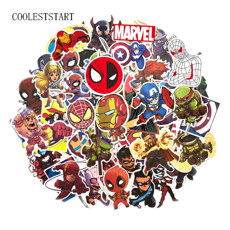 

100 Pcs/Set Super Hero Stickers for Luggage Laptop Skateboard Bicycle Motorcycle Car Toy Decals PVC Waterproof Sticker