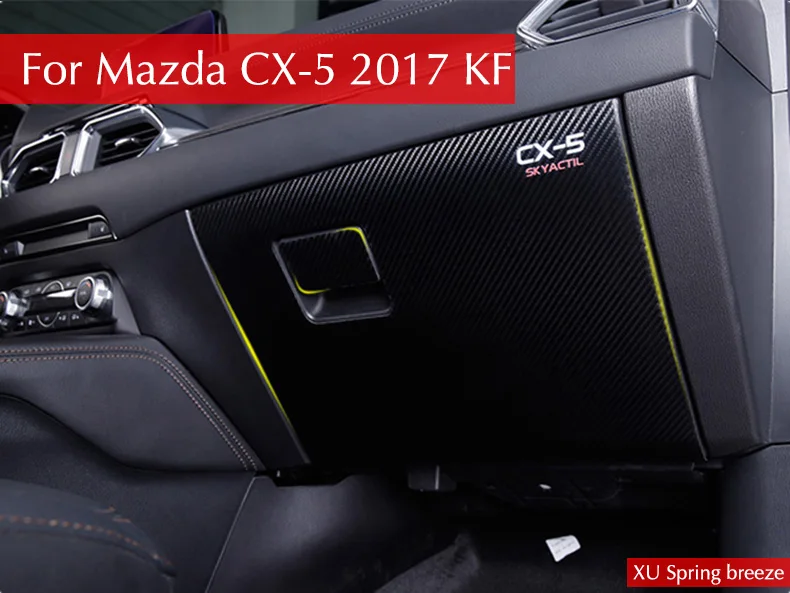 

For Mazda CX-5 CX5 2017 2018 2019 KF Car Copilot Co-pilot Glove Box Anti-Kick Carbon Fiber Leather Cover Sticker Mat Car styling