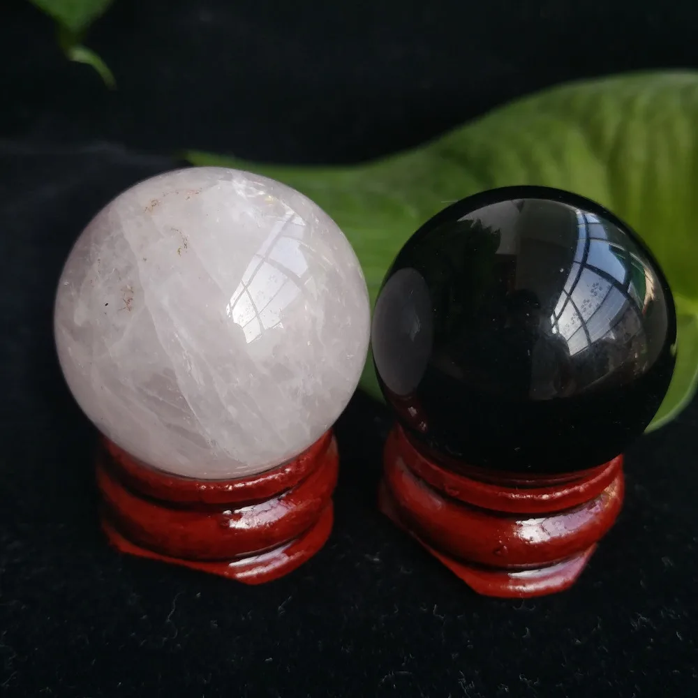 

Natural Rose&Obsidian Crystal Quartz Sphere Ball Specimen