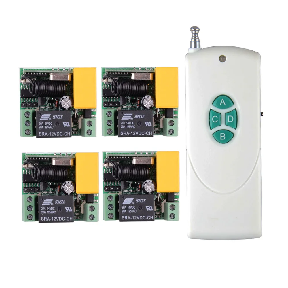 315mhz/433mhz RF Mini Wireless Remote Control System AC 220 V 1 CH 1 ...