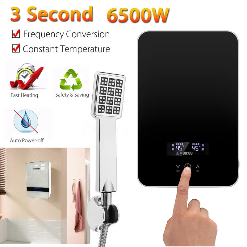 

Electric Hot Water Heater Instant Heating 220V 6500W Overheating Protection Constant Temperature With Shower Nozzle