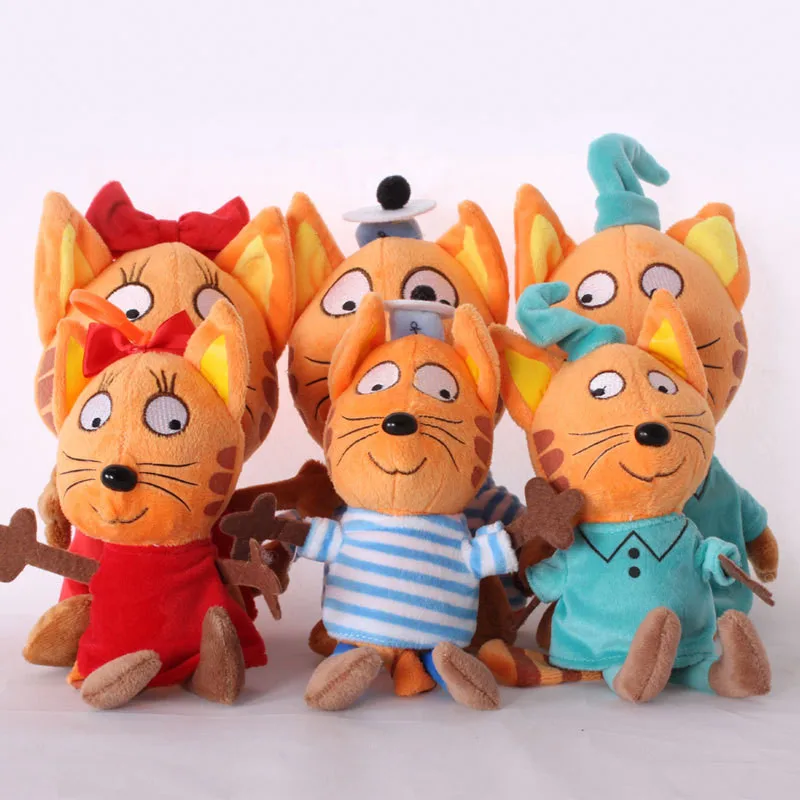 Russian Cartoon Happy Kittens Three Kittens Plush Doll Toys Cute Neko Cat Kitty Soft Stuffed Animals Kid Children Gift 3pcslot  (7)