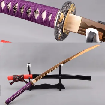 

Brandon Swords Real Japanese Swords Manganese Steel Electroplated Golden Sharp UnokubiZukuri Samurai Katana Full Tang Real Knife