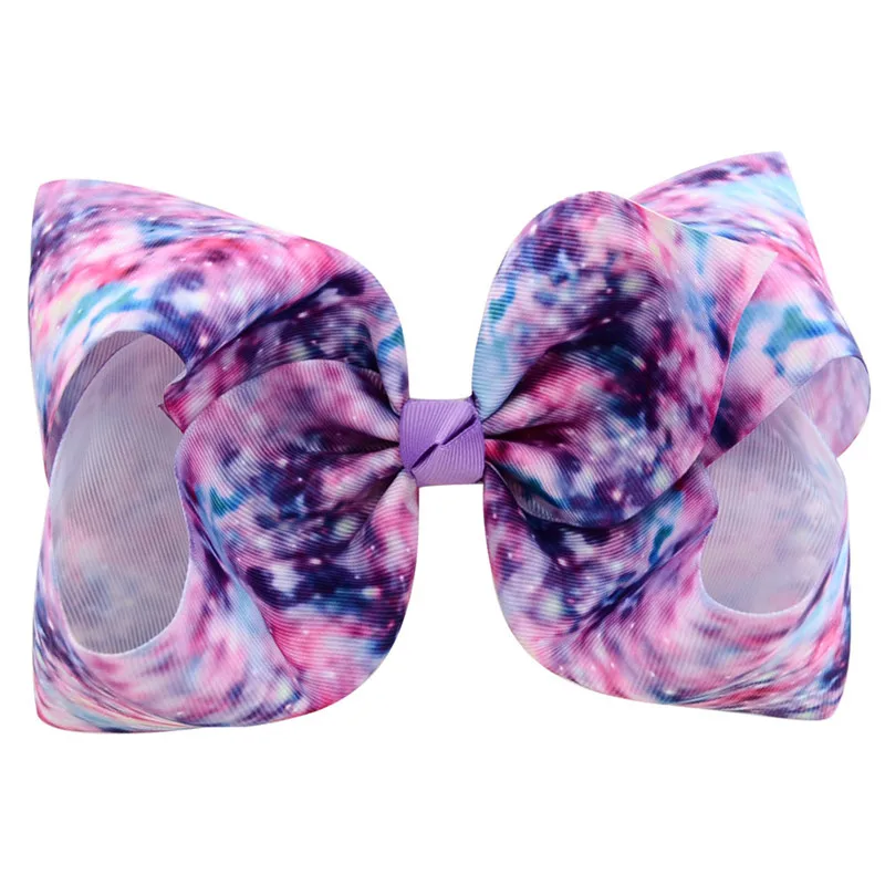 

8" Kids JoJo Bows Handmade Metalic Printed Large Ribbon Knot Jumbo Hair Bow Hair Clip for Girls Hair Accessories