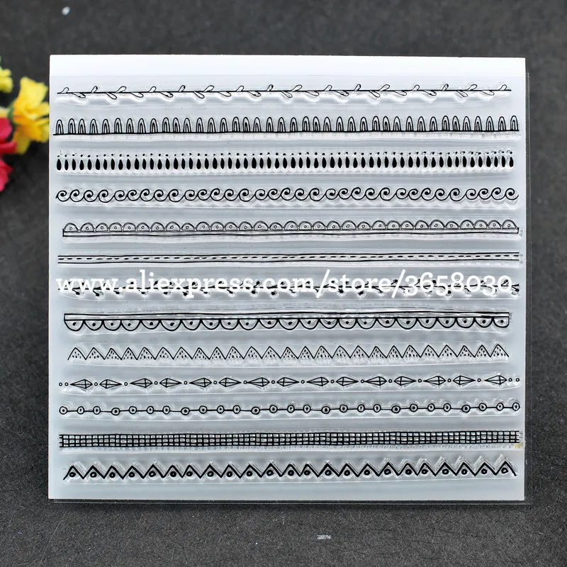 Кружева Линия гирлянда скрапбукинга DIY фото карты резиновый чистый штамп для