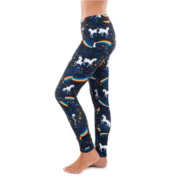

Printed Fitness Push up Workout Leggings Women Sexy Pants High Waist High Elastic Shiny Printed Rainbow White Horse Leggings