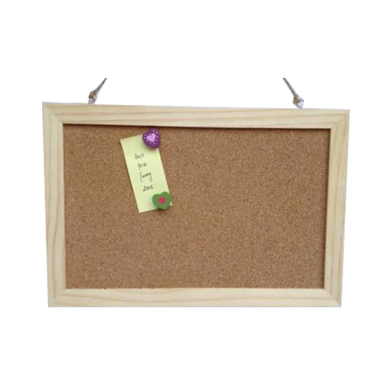 Cork Wood Message Board Phellem Cork Wooden Push Pin Hanging Board Wood Frame Single Soft Wall String