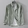 Square collar cotton linen shirts Premium breathable men's casual button-up