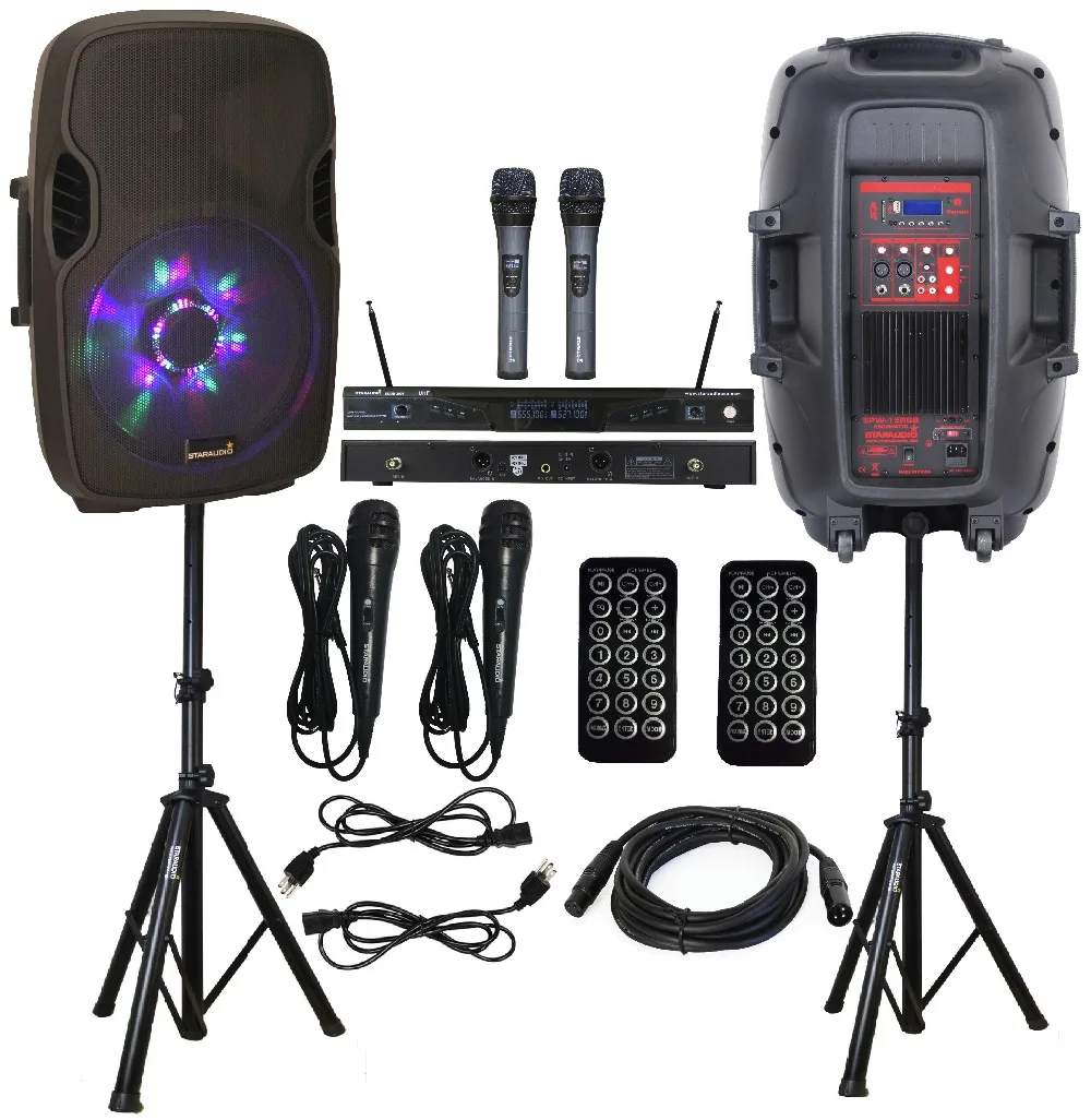 STARAUDIO 2Pcs Pro PA DJ 15" 2500W Stage Karaoke Speakers W/ 2 Speaker