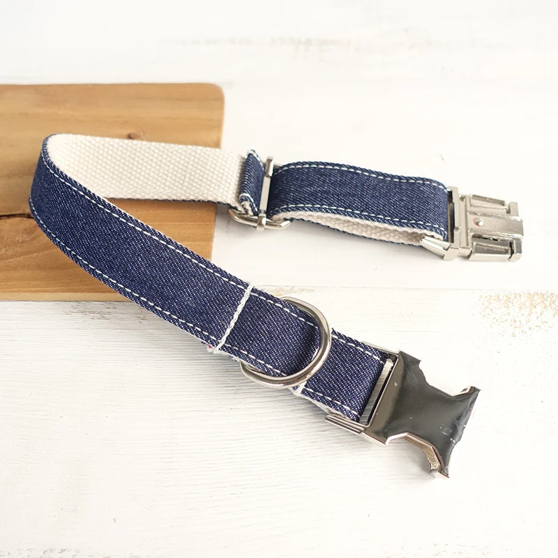 Personalized dog collar  Jean Customized Pet Collar  Engraved Name Phone Number Pet Dog Leash And Collar dog nameplate 5 Sizes