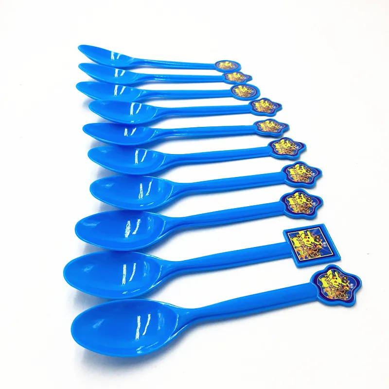 

10pcs/lot Pokemon Go plastic spoons Pokemon go spoon birthday party tableware Pokemon Go baby shower plastic spoon