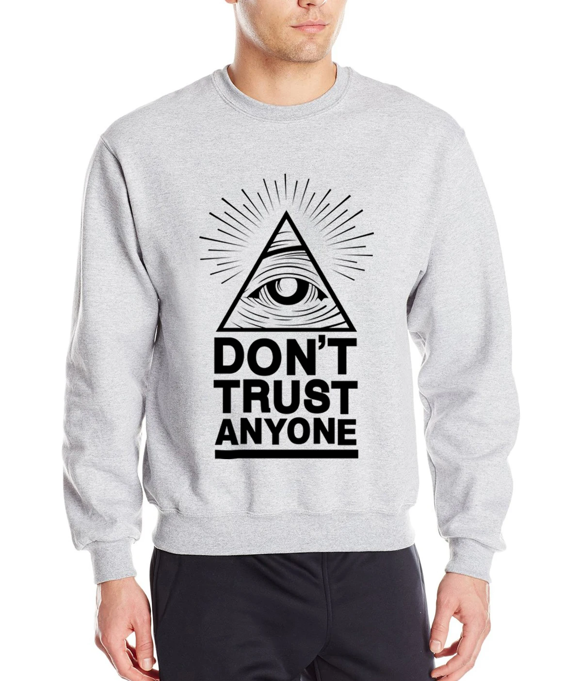 

Dont Trust Anyone all seeing eye letters 2019 spring winter fashion men sweatshirts streetwear hoodies tracksuit brand clothing