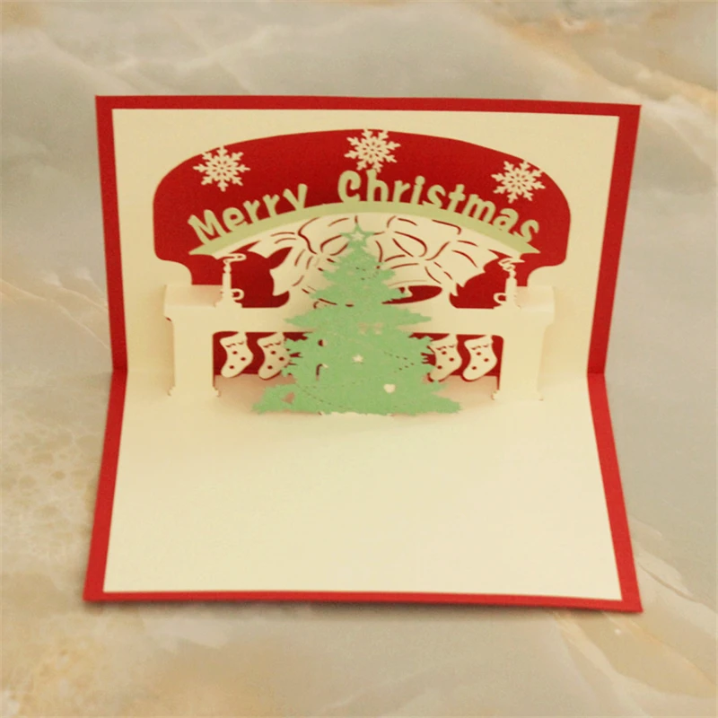 送料無料の3dクリスマスグリーティングカードメリークリスマスパーティー招待カードをポップアップスノーフレークツリーレーザー彫刻 Greeting Cards Xmas Greeting Cardchristmas Greetings Aliexpress