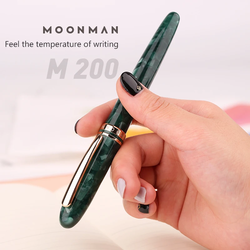 

New Moonman M200 Celluloid Resin Acrylic Fountain Pen Germany Schmidt Fine Nib 0.5mm Excellent Fashion Office Writing Gift Set