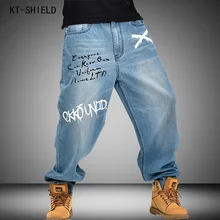 famous brand men Hip Hop Mens Baggy moto jeans Pants Denim Printed biker jeans Trousers Mens Skateboard Pants Plus Size 30-46