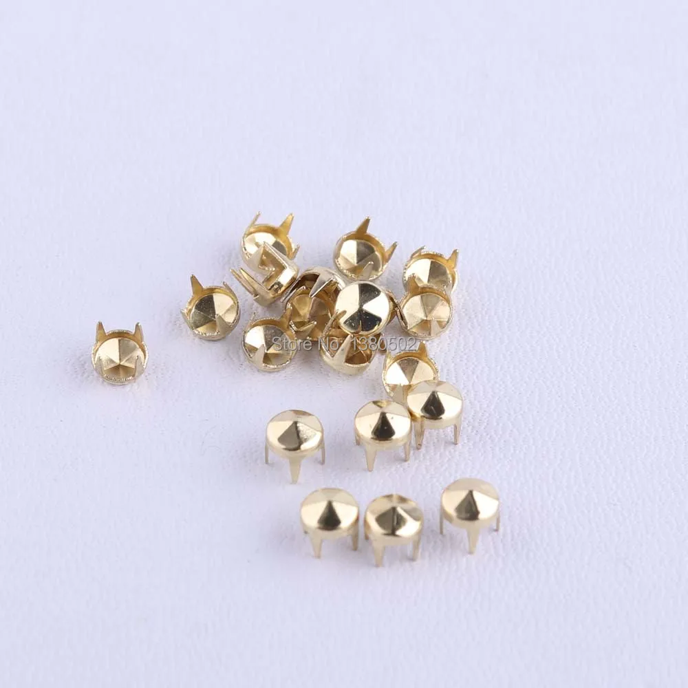 100 pcs gold color 5*5MM Four claw metal studs decoration Spikes for clothing Garment Rivets | Дом и сад