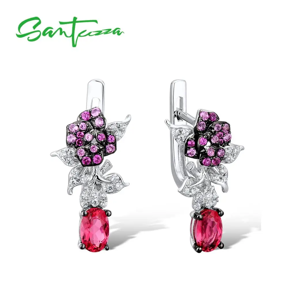 SANTUZZA серебряные серьги для женщин Настоящее серебро 100% 925 пробы нежный цветок