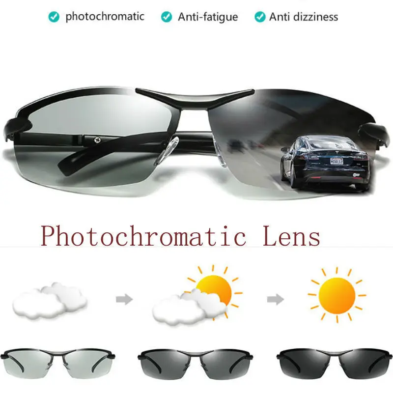 Polarized Photochromic Sunglasses Men's Womens UV400 Driving Fishing